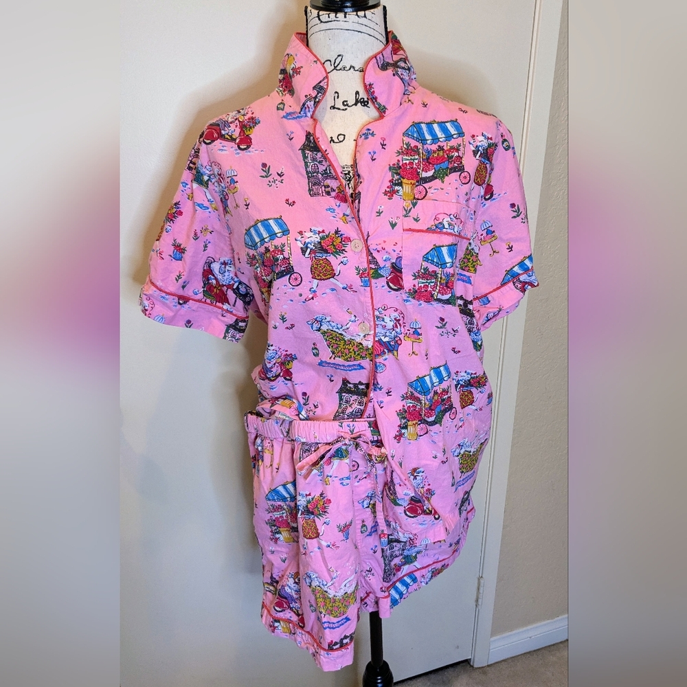 PrintFresh Women's Large Pink Short sleeve and short pajama set